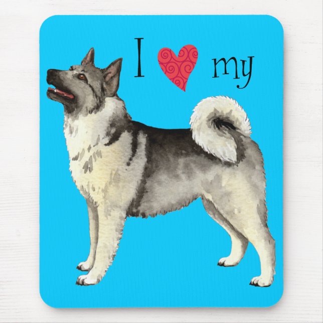 Alfombrilla De Ratón Amo a mi elkhound noruego (Frente)