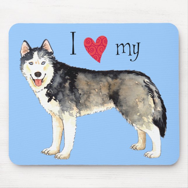 Alfombrilla De Ratón Amo a mi Husky (Frente)