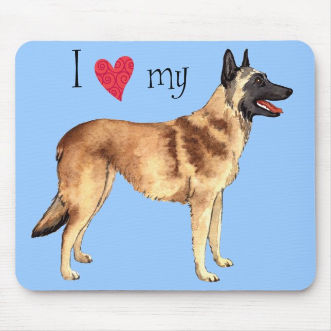 Alfombrilla De Ratón Amo a mi malinois belga (Frente)