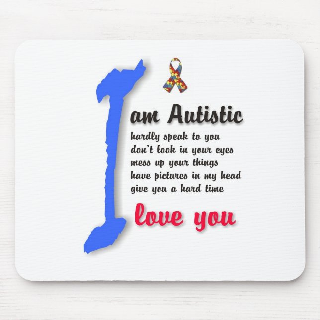 Alfombrilla De Ratón Amo a mi niño con el autismo - mousepad único (Frente)