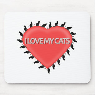 Alfombrilla De Ratón Amo a mis gatos