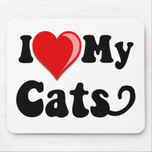 Alfombrilla De Ratón Amo (corazón) mis gatos