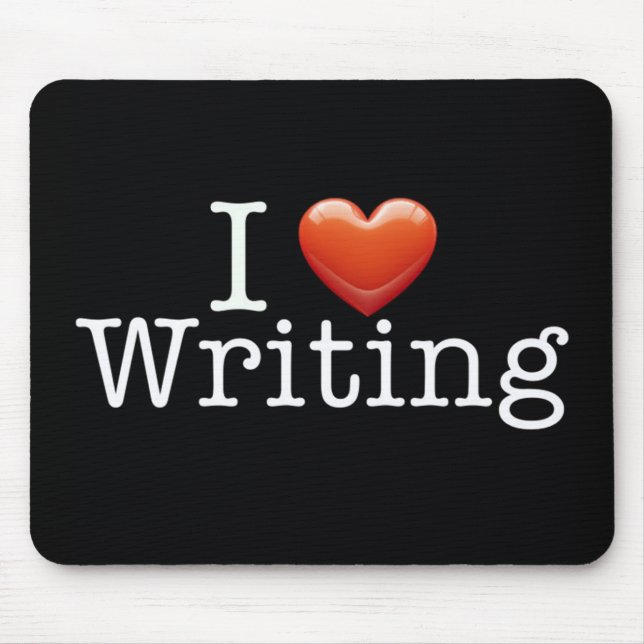 Alfombrilla De Ratón Amo el escribir del cojín de ratón negro (Frente)