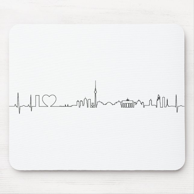 Alfombrilla De Ratón Amo el recuerdo de Berlín (estilo del ecg) (Frente)