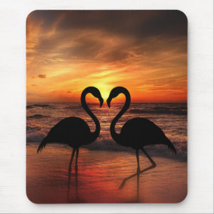 Alfombrilla De Ratón Amo Flamingo Sunset vista romántico Triptych Acry