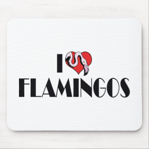 Alfombrilla De Ratón Amo Flamingos con Corazón - Amantes de los Flaming