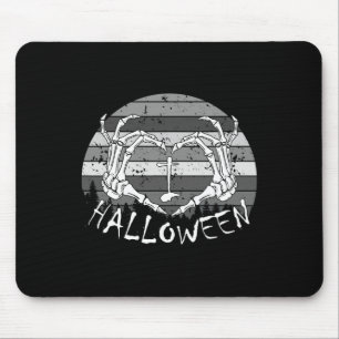 Alfombrilla De Ratón Amo Halloween Funny Hueso Manos Skull Heart Retr