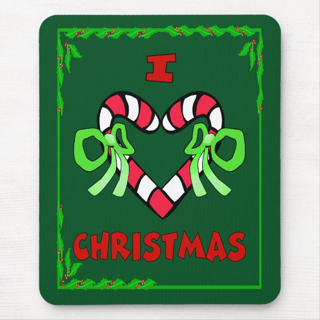 Alfombrilla De Ratón Amo la almohadilla del ratón de los Navidades (Frente)