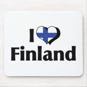 Alfombrilla De Ratón Amo la bandera de Finlandia