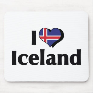 Alfombrilla De Ratón Amo la bandera de Islandia