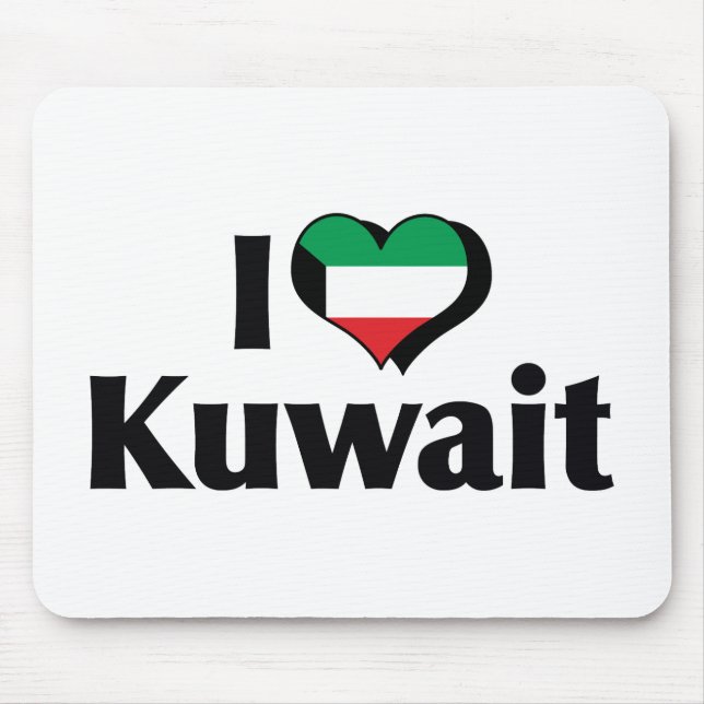 Alfombrilla De Ratón Amo la bandera de Kuwait (Frente)
