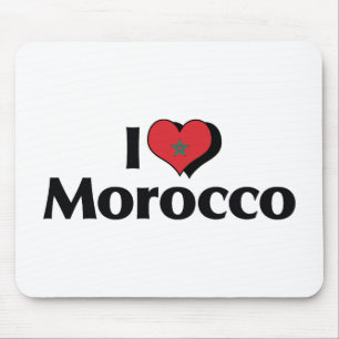 Alfombrilla De Ratón Amo la bandera de Marruecos