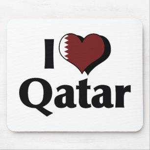 Alfombrilla De Ratón Amo la bandera de Qatar