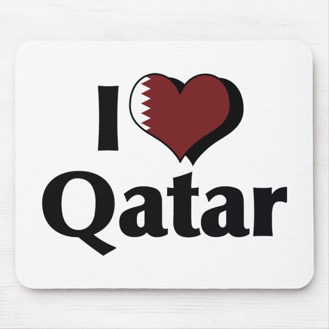 Alfombrilla De Ratón Amo la bandera de Qatar (Frente)