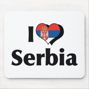 Alfombrilla De Ratón Amo la bandera de Serbia