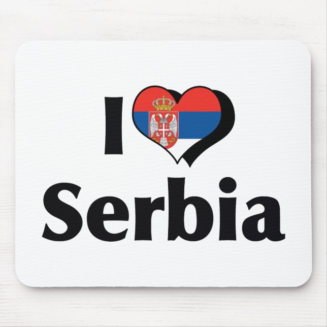Alfombrilla De Ratón Amo la bandera de Serbia (Frente)