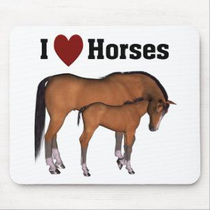 Alfombrilla De Ratón Amo la Mousepad de Caballos