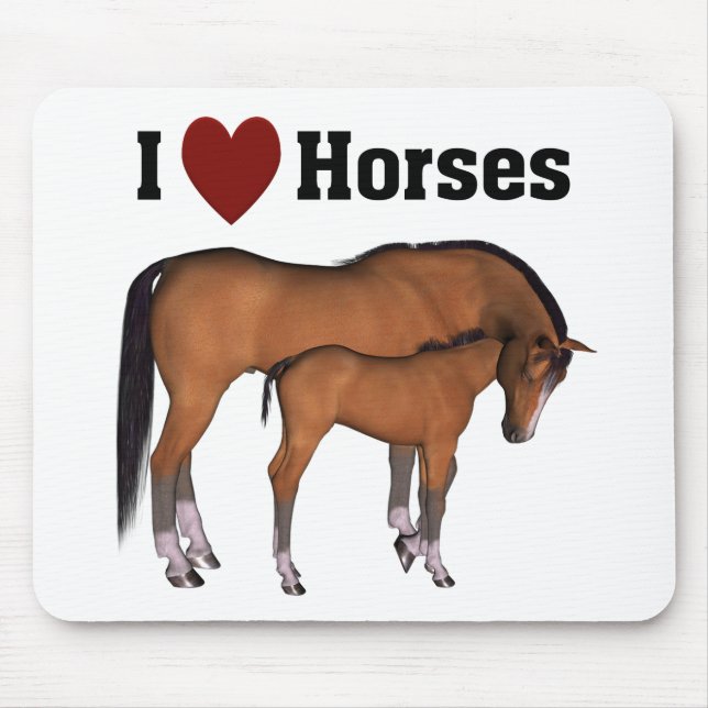 Alfombrilla De Ratón Amo la Mousepad de Caballos (Frente)