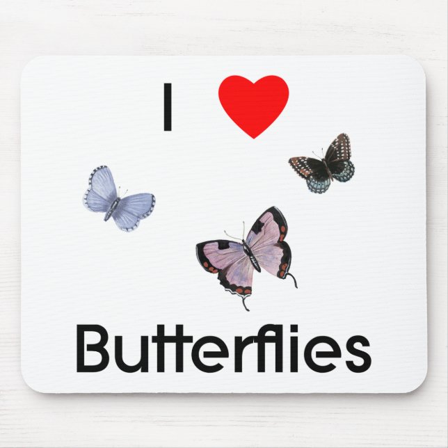 Alfombrilla De Ratón Amo las mariposas Mousepad (Frente)