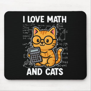 Alfombrilla De Ratón Amo las Matemáticas y los Gatos