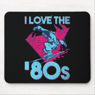Alfombrilla De Ratón Amo los 80, esquí retro vintage 80s 90s O