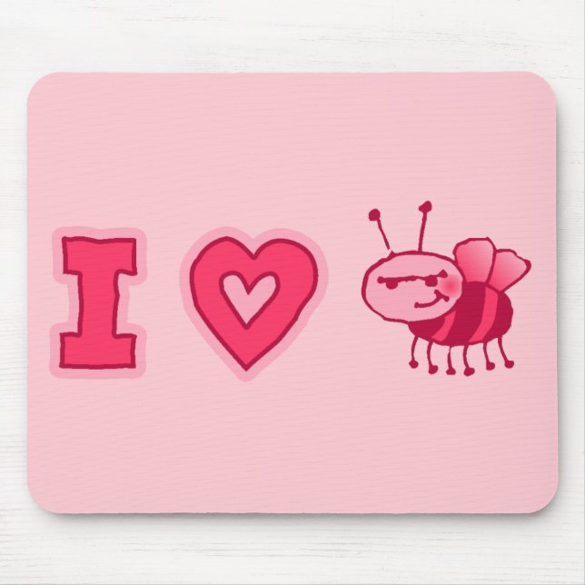 Alfombrilla De Ratón "Amo los insectos" Mousepad en rosa (Frente)
