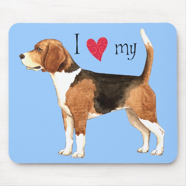 Alfombrilla De Ratón Amo mi Beagle (Frente)