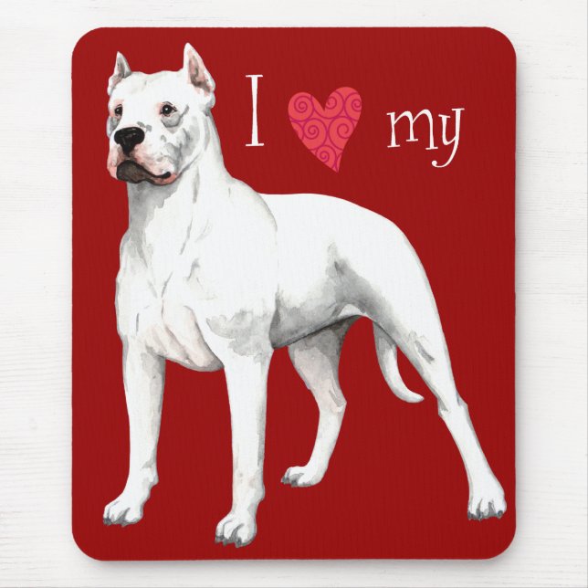 Alfombrilla De Ratón Amo mi Dogo Argentino (Frente)