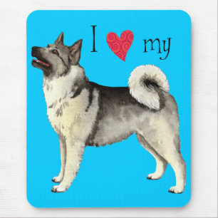Alfombrilla De Ratón Amo mi Elkhound noruego