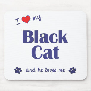 Alfombrilla De Ratón Amo mi gato negro (el gato masculino)