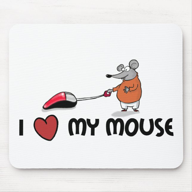 Alfombrilla De Ratón Amo mi mousepad cartooned ratón (Frente)