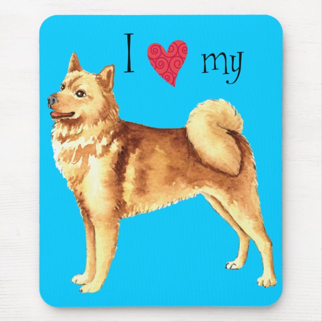 Alfombrilla De Ratón Amo mi Spitz finlandés (Frente)
