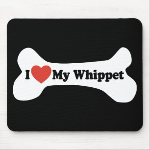 Alfombrilla De Ratón Amo mi Whippet - hueso de perro