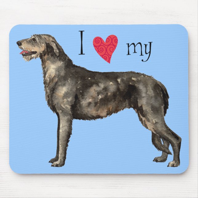 Alfombrilla De Ratón Amo mi Wolfhound Irlandés (Frente)