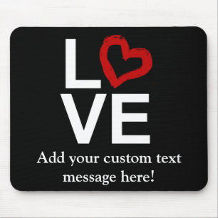Alfombrilla De Ratón AMOR, blanco y negro con el corazón bosquejado