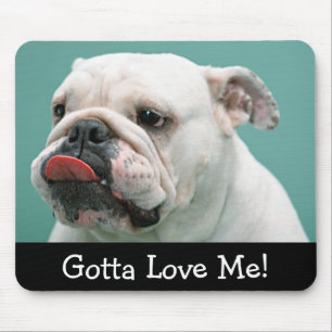 Alfombrilla De Ratón Amor Bulldog blanco inglés cachorro perro Mousepa