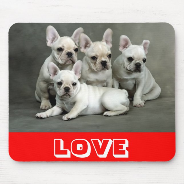 Alfombrilla De Ratón Amor Bulldog francés dulce Perro Mousepad (Frente)