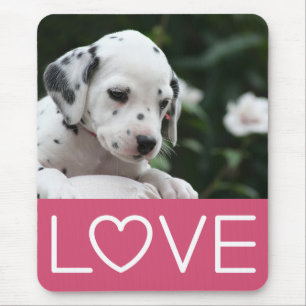 Alfombrilla De Ratón Amor dálmata Lunares Negro y Blanco Cachorro Perro
