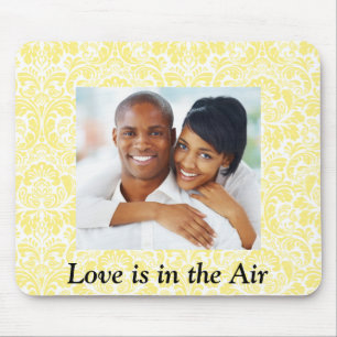 Alfombrilla De Ratón Amor Foto personalizada Damask amarillo Mousepad