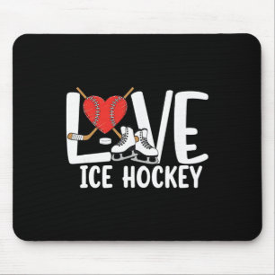 Alfombrilla De Ratón Amor Hockey Hielo Cute Patines Palo Y Disco Deport