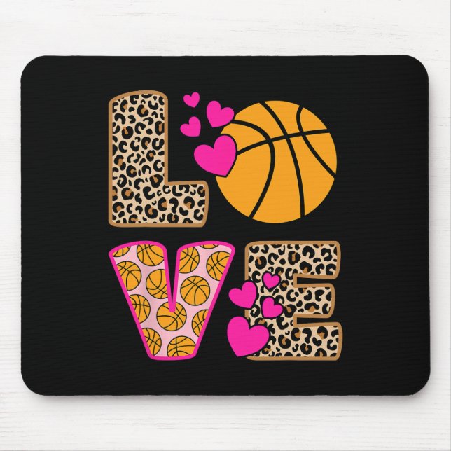 Alfombrilla De Ratón Amor lindo Baloncesto Leopardo Mujeres Chicas Bas (Frente)