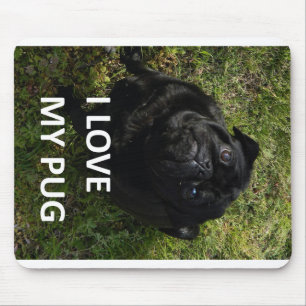 Alfombrilla De Ratón amor negro pug con foto