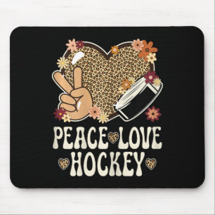 Alfombrilla De Ratón Amor Paz Hockey Amante Estampado de Leopardo Chica