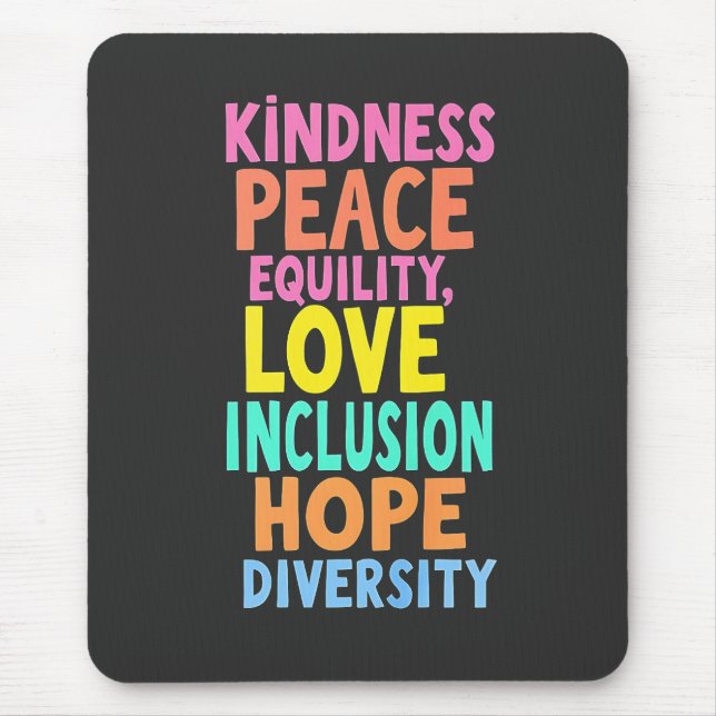 Alfombrilla De Ratón Amor por la Paz Igualdad Inclusión Esperanza Diver (Frente)