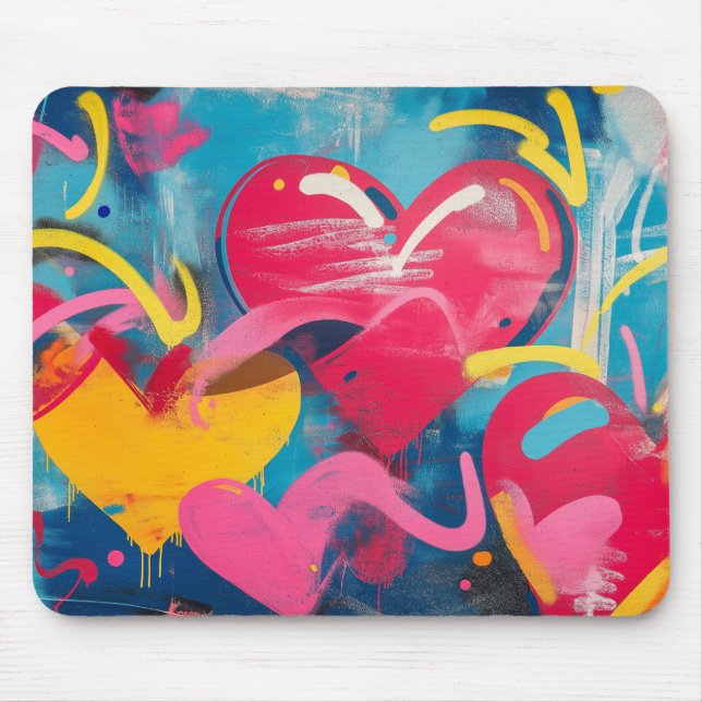 Alfombrilla De Ratón Amor urbano: Graffiti Hearts (Frente)