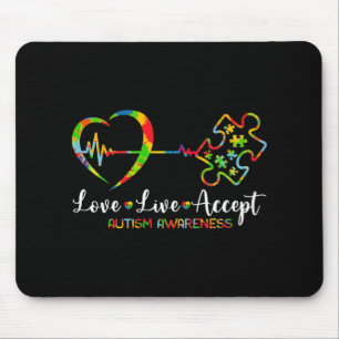 Alfombrilla De Ratón Amor Vivo Acepta Autismo Sensibilización Hombres M