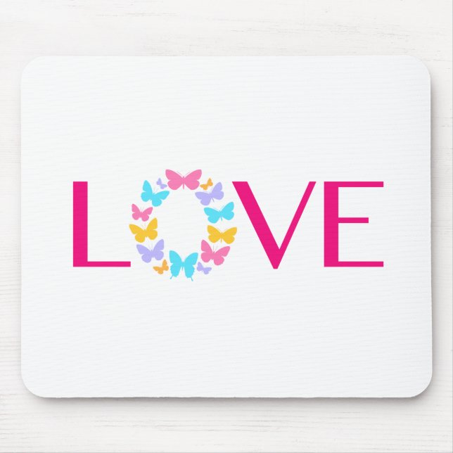 Alfombrilla De Ratón Amor y mariposas almohadilla del ratón (Frente)