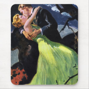 Alfombrilla De Ratón Amor y romance vintage, beso romántico