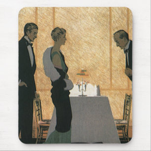 Alfombrilla De Ratón Amor y romance vintage, cena elegante de pareja