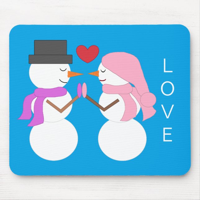 Alfombrilla De Ratón Amor y Snowpeople: Blue-green (Frente)